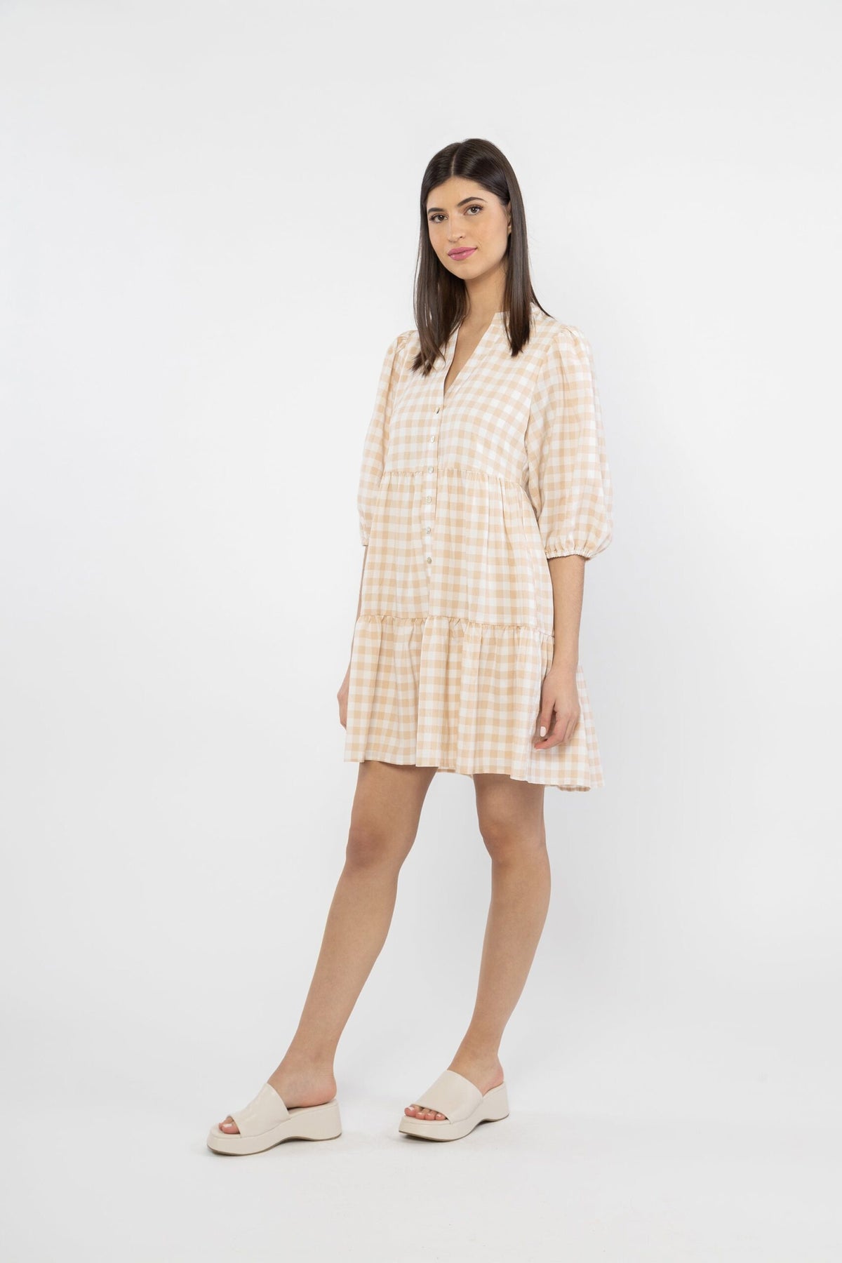 Truthfull Mini Dress - Camel Check