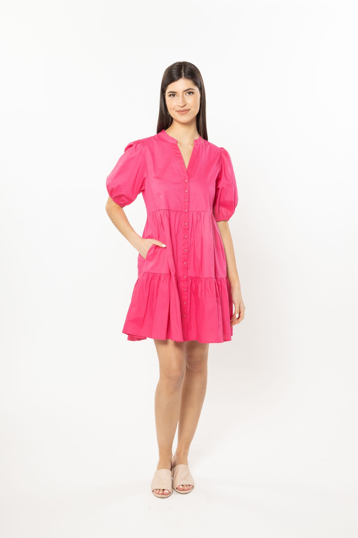 Reflective Mini Dress - Hot Pink