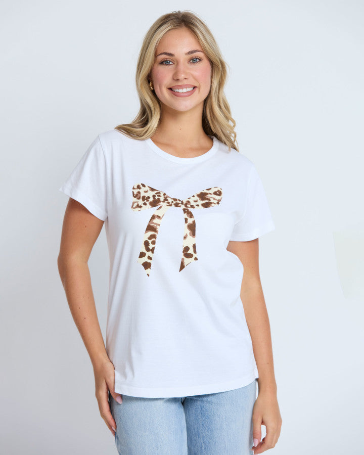 CLASSIC TEE - WHITE SUMMER LEOPARD BOW