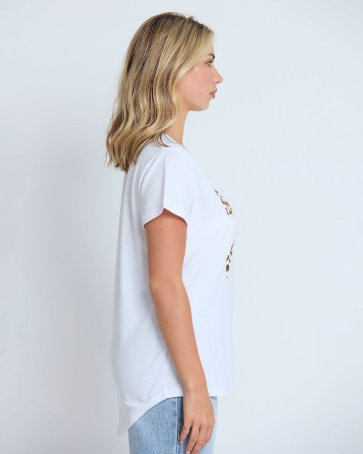 CLASSIC TEE - WHITE SUMMER LEOPARD BOW