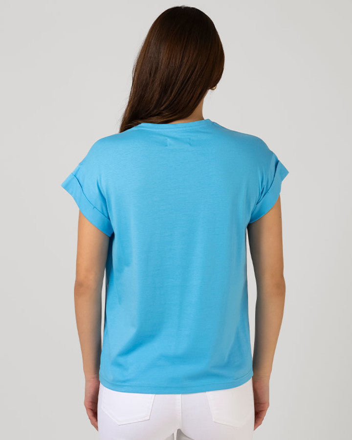 Cuff Sleeve Tee - Azure Blue Wild Child