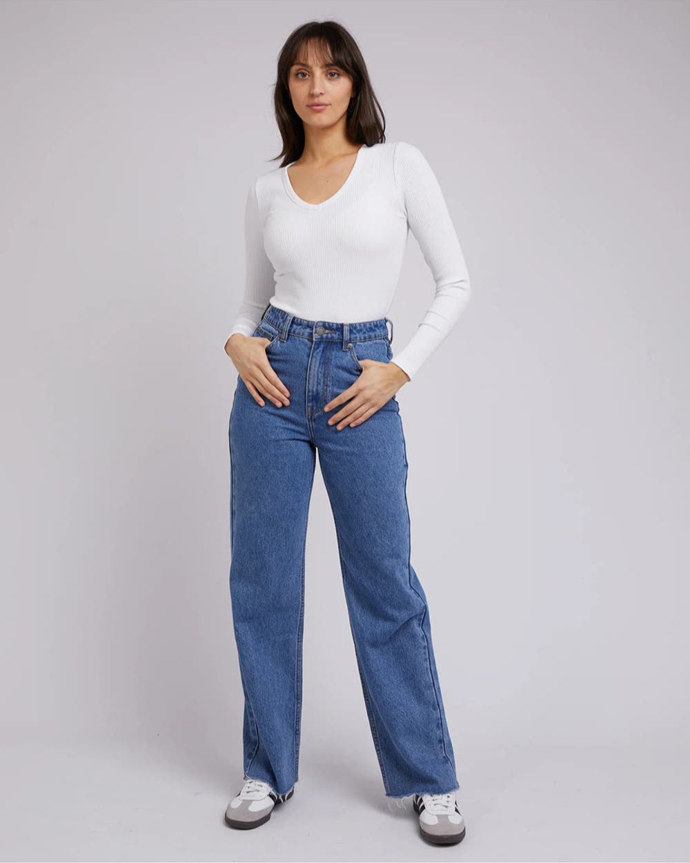 All About Eve Rib V Neck L/S