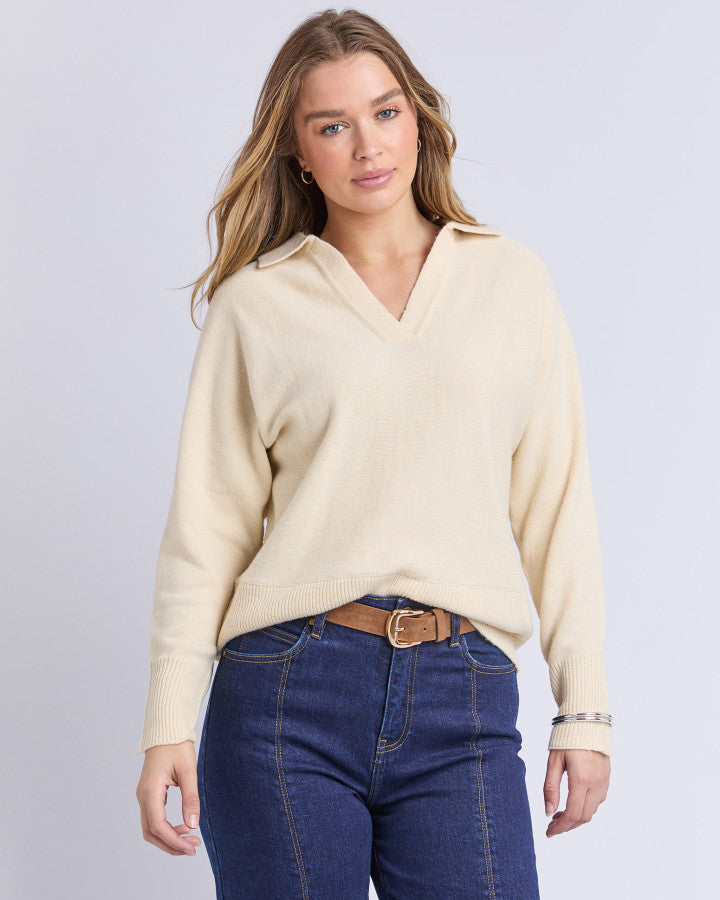 Elea Knit Polo | Egg Shell