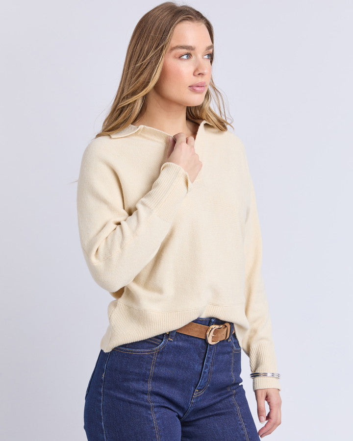 Elea Knit Polo | Egg Shell