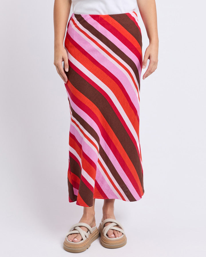 Guava Stripe Skirt