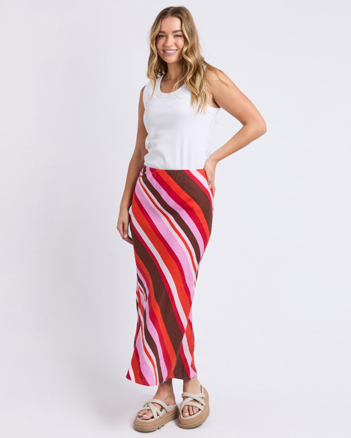 Guava Stripe Skirt