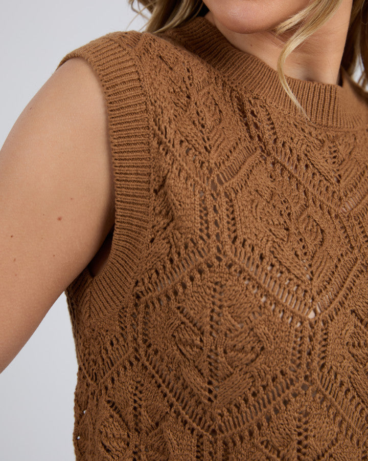 LUNA KNIT VEST - Toasted Coconut