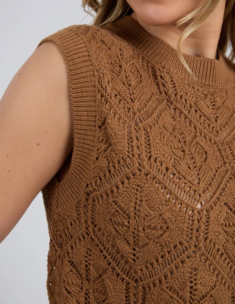 LUNA KNIT VEST - Toasted Coconut