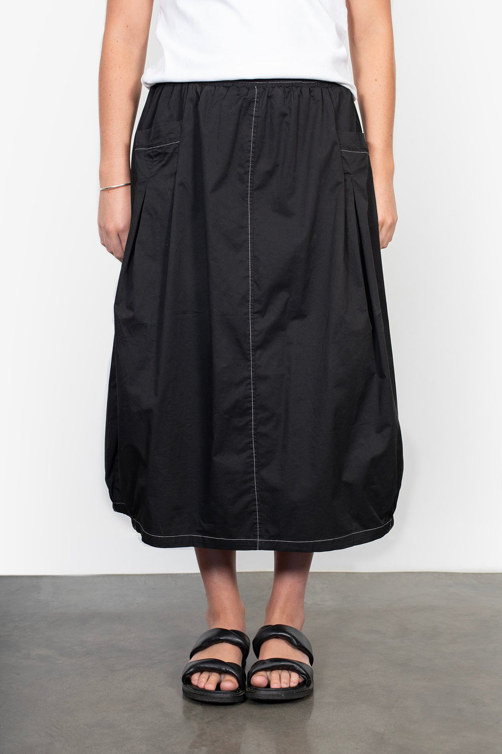 Cyrus Skirt - Black with white top stitching