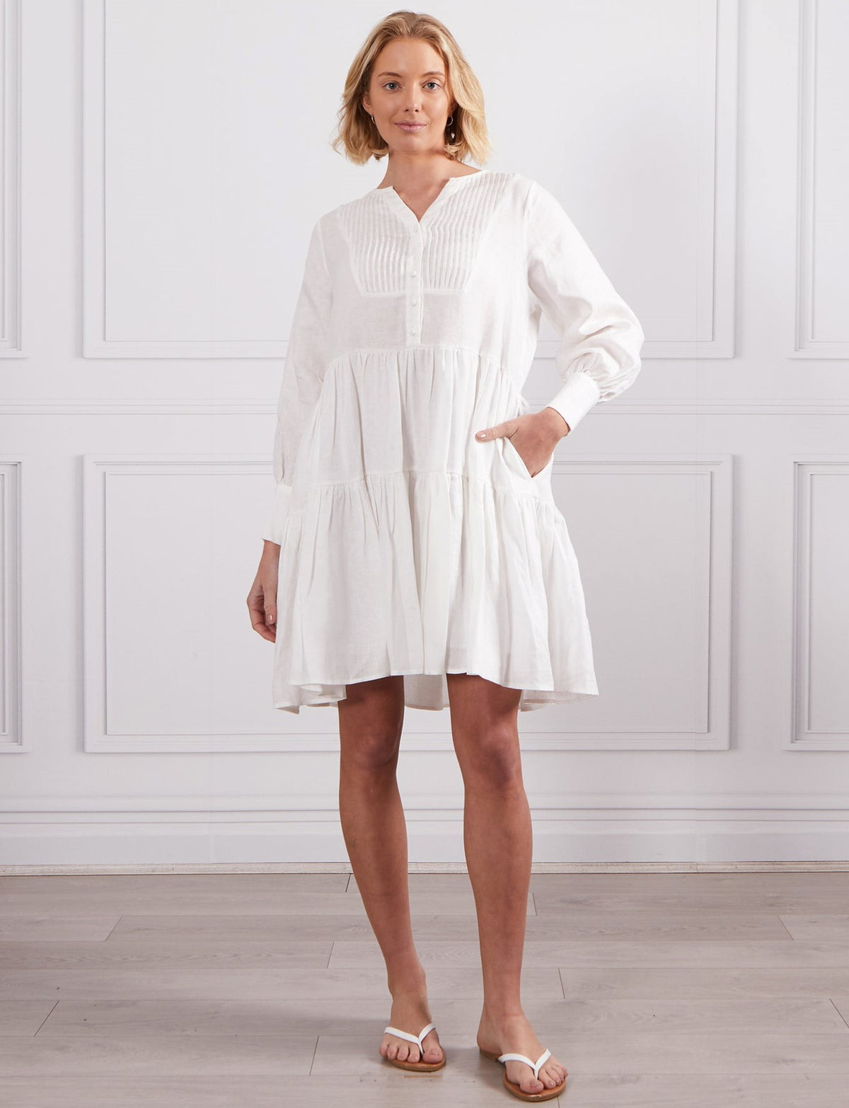 Aura Dress - White (organic linen)