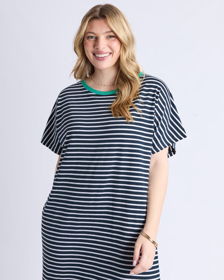 Sabrina Dress - Navy & White Stripe