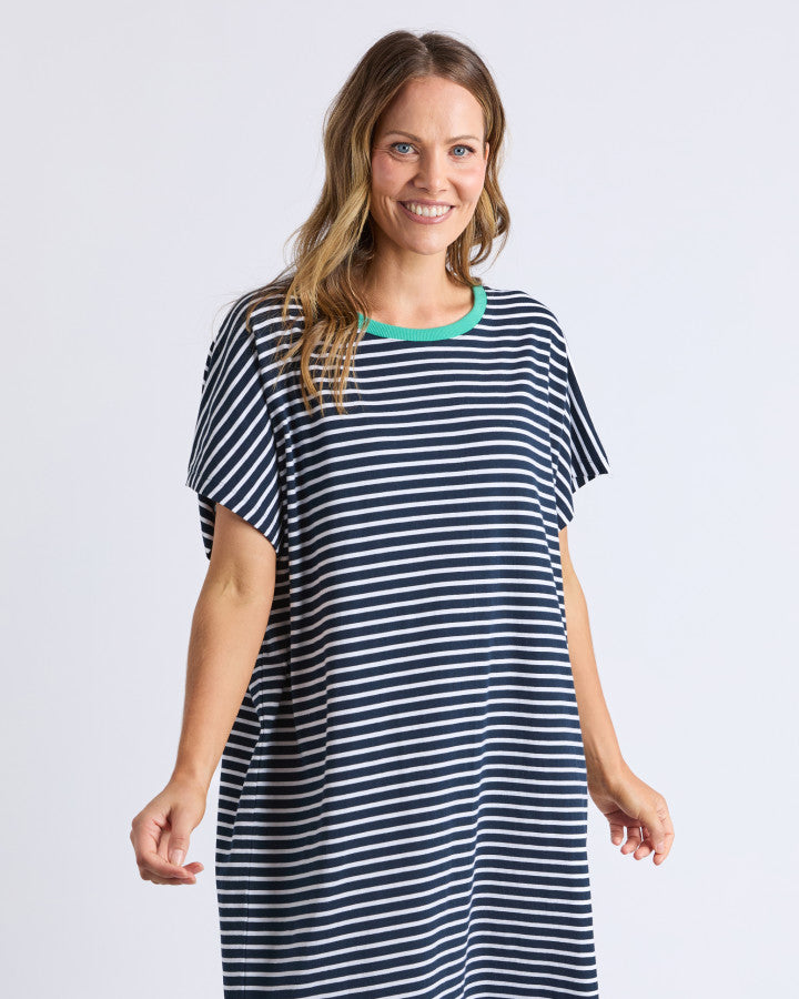 Sabrina Dress - Navy & White Stripe