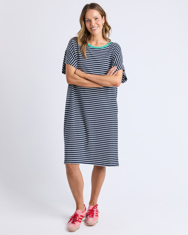 Sabrina Dress - Navy & White Stripe