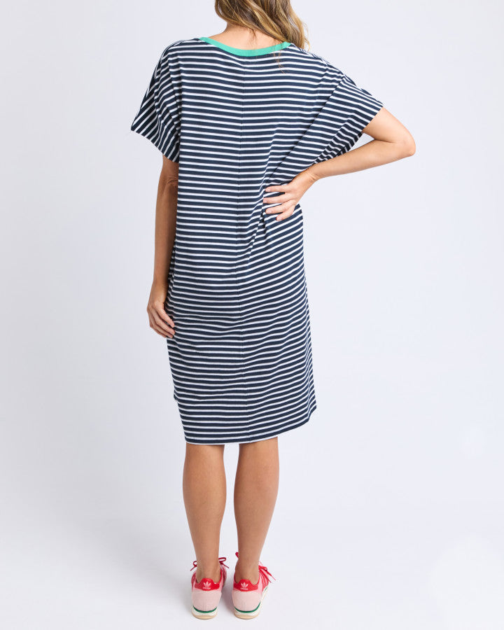 Sabrina Dress - Navy & White Stripe