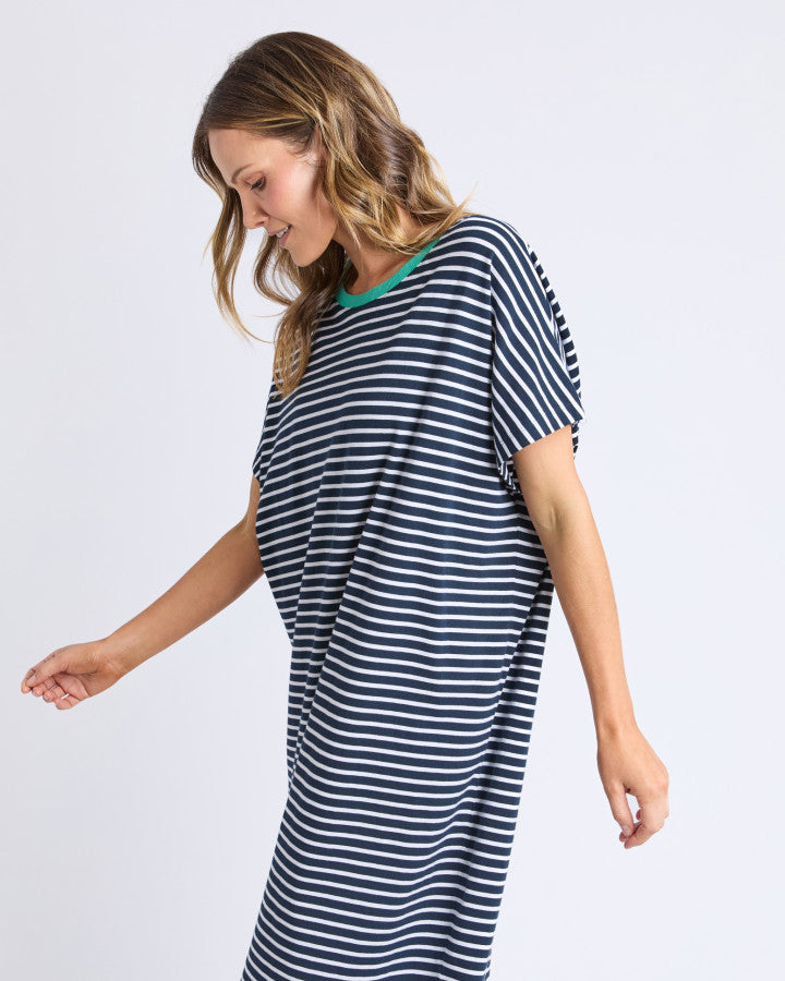 Sabrina Dress - Navy & White Stripe