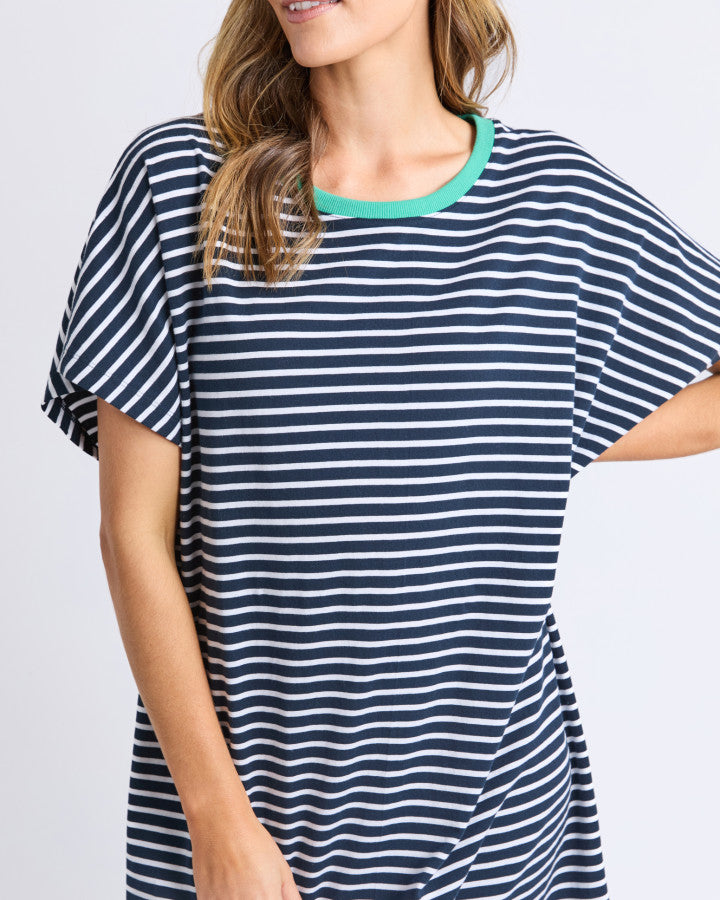 Sabrina Dress - Navy & White Stripe