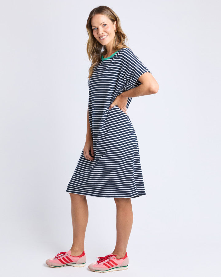 Sabrina Dress - Navy & White Stripe