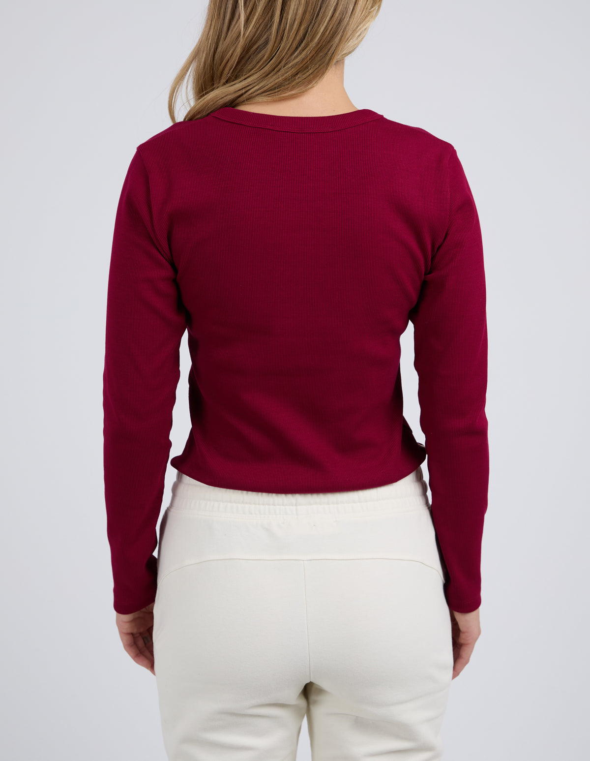 Scoop Long Sleeve Rib - Beetroot
