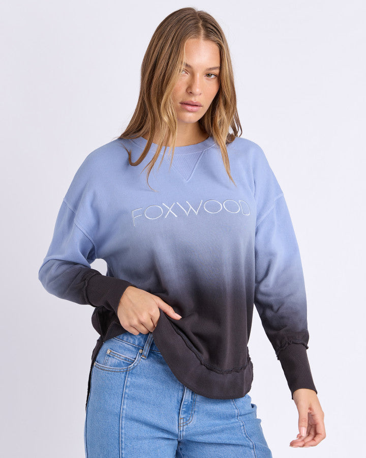 SIMPLIFIED DIP-DYE CREW | Blue Ombre