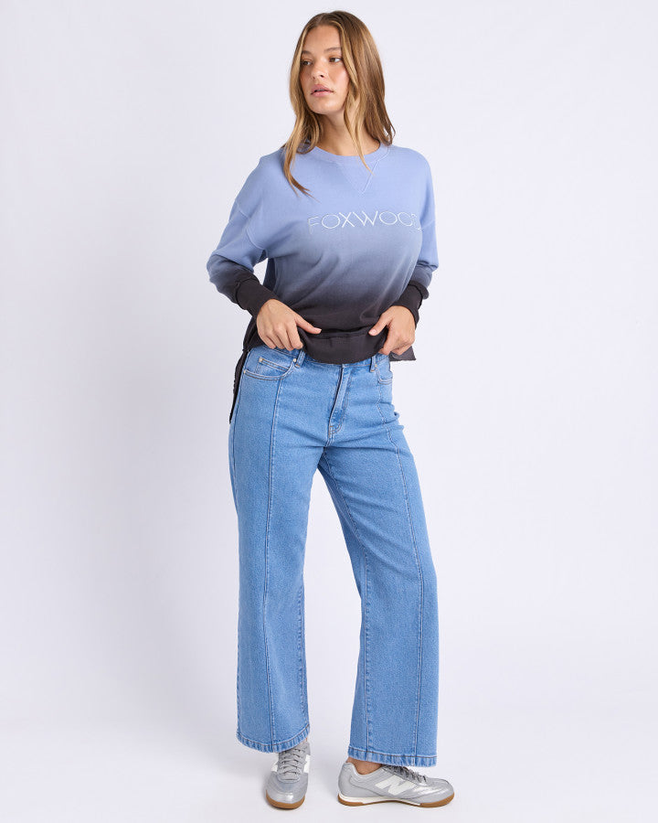 SIMPLIFIED DIP-DYE CREW | Blue Ombre