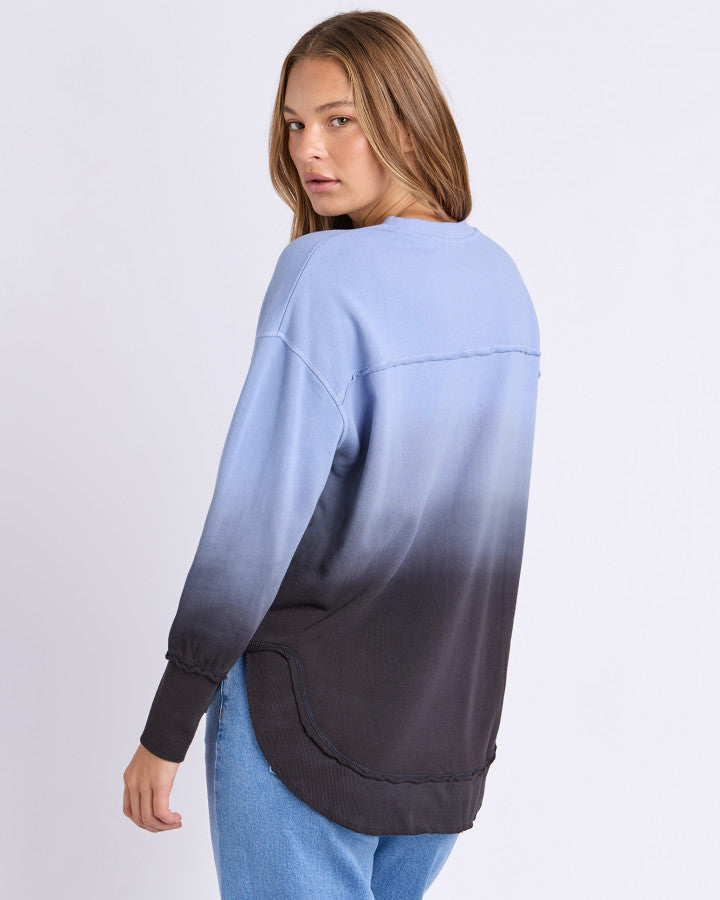 SIMPLIFIED DIP-DYE CREW | Blue Ombre