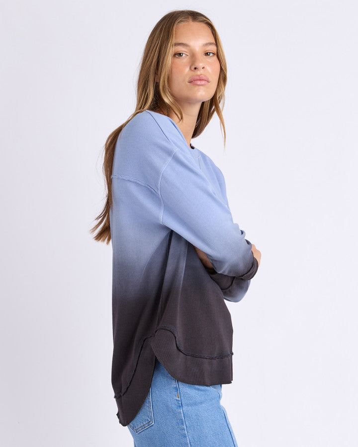 SIMPLIFIED DIP-DYE CREW | Blue Ombre
