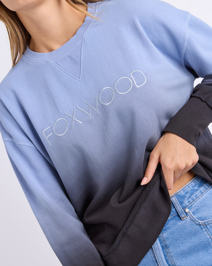 SIMPLIFIED DIP-DYE CREW | Blue Ombre