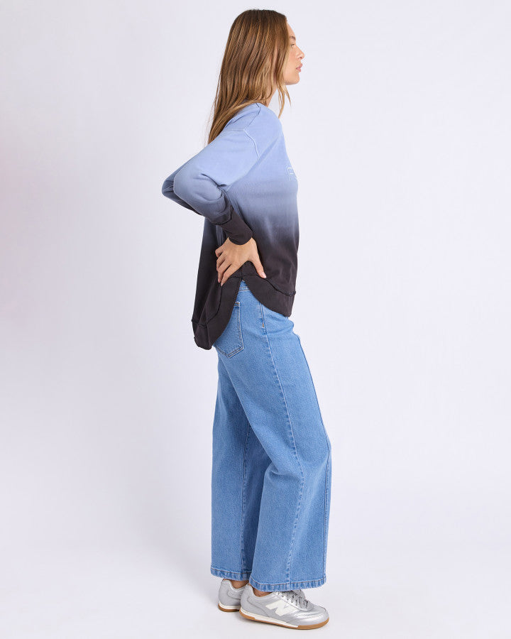 SIMPLIFIED DIP-DYE CREW | Blue Ombre