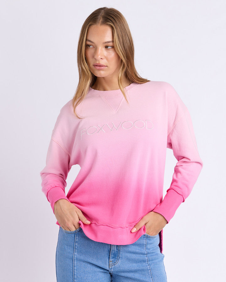SIMPLIFIED DIP-DYE CREW | Pink Ombre