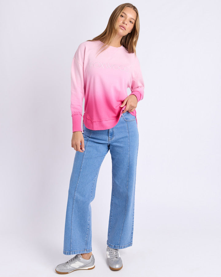 SIMPLIFIED DIP-DYE CREW | Pink Ombre