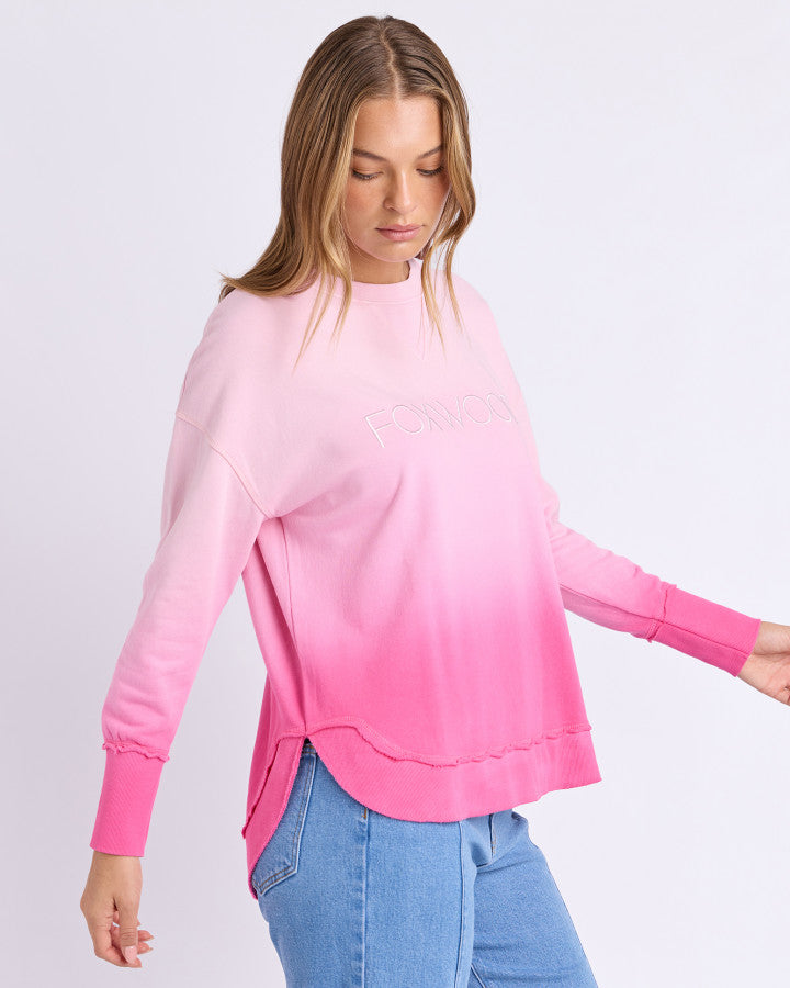 SIMPLIFIED DIP-DYE CREW | Pink Ombre