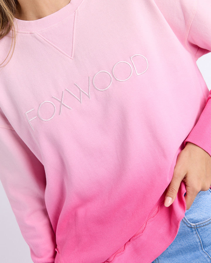 SIMPLIFIED DIP-DYE CREW | Pink Ombre