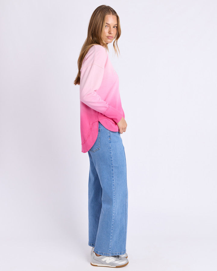 SIMPLIFIED DIP-DYE CREW | Pink Ombre