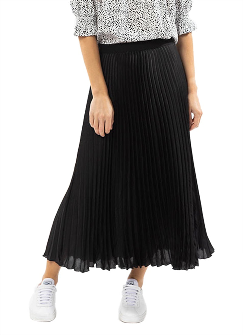 Sunray Pleated Skirt - Black Washer