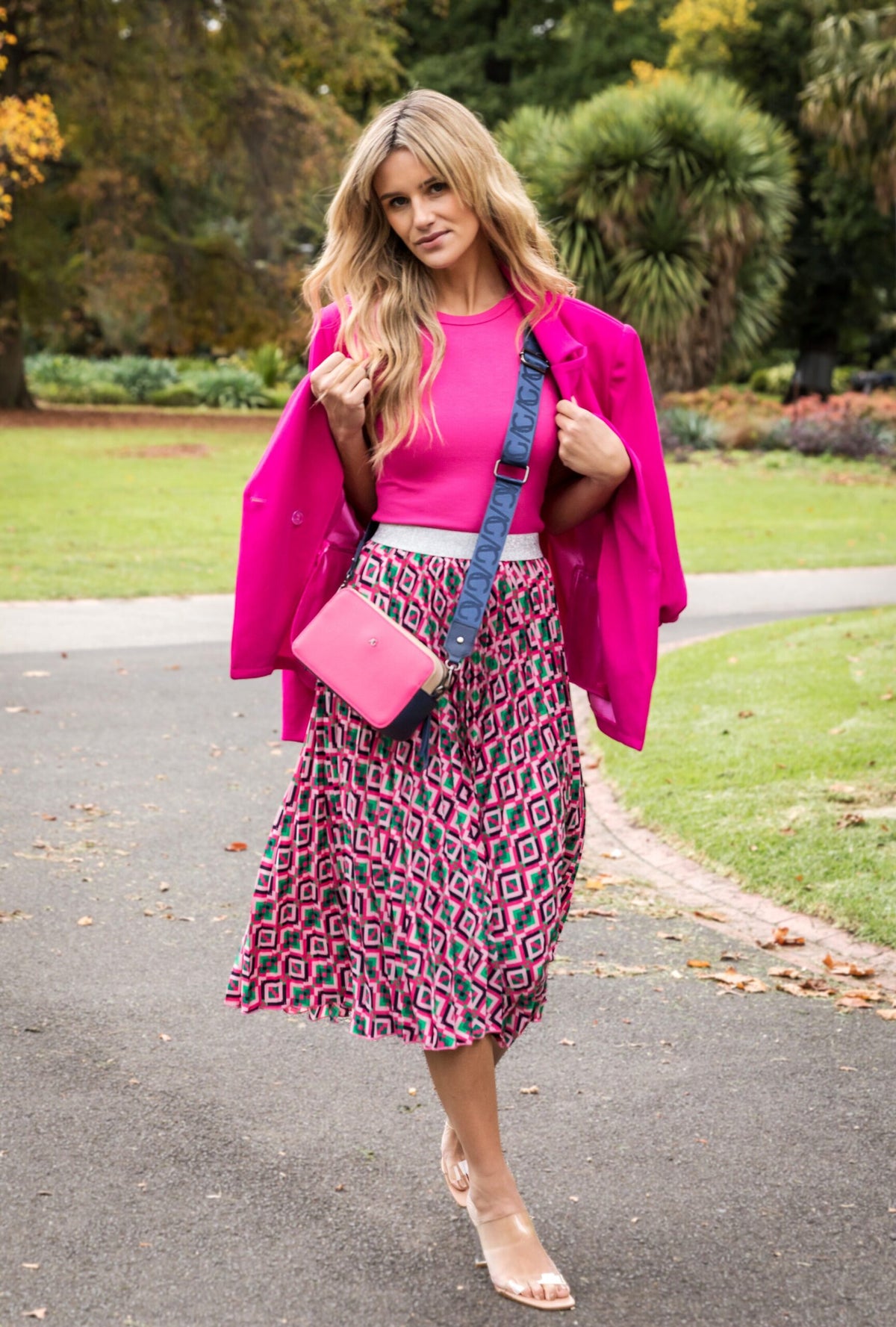 Celine Sunray Skirt - Pink Retro Print