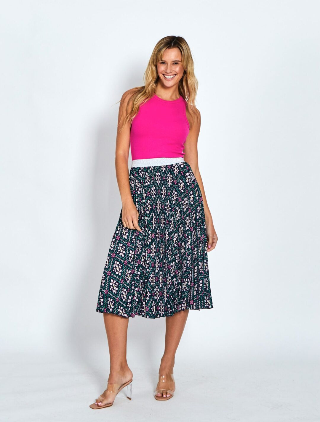 Celine Sunray Skirt - Navy Geo Print