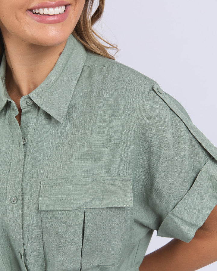 Willow Shirt Dress - Iceberg Green